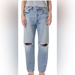 Hudson Jeans Men’s Light Blue Relaxed Straight Distressed Jeans